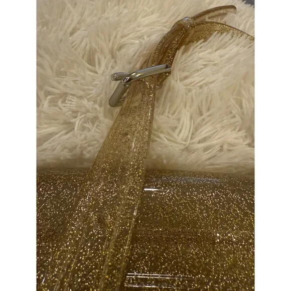 Coach Gold Glitter Jelly Crossbody Bag With Adjustable Strap & "C" Buckle Accent - Picture 13 of 14